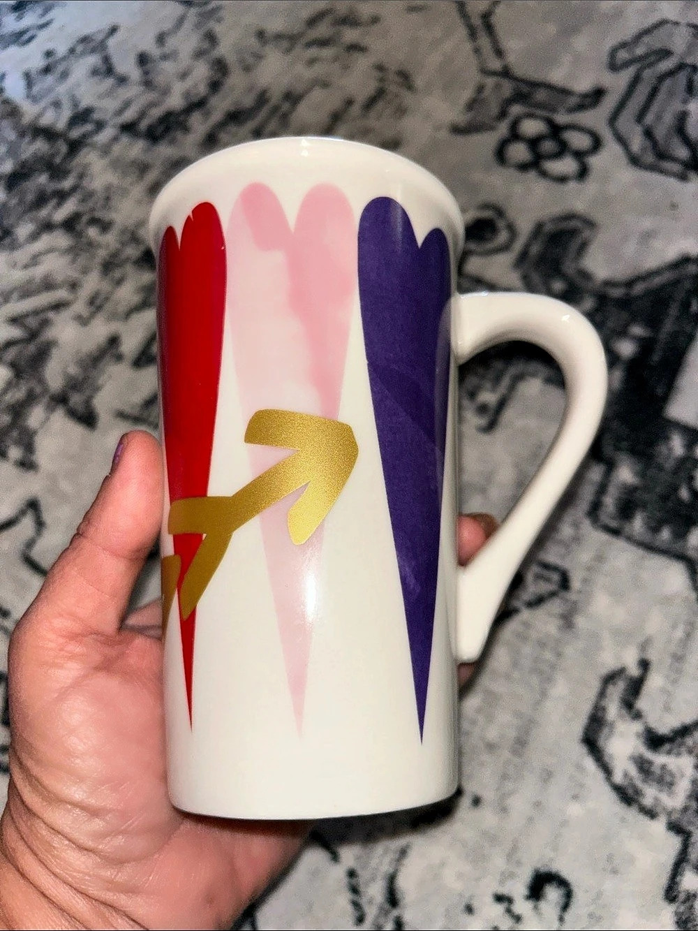 Starbucks Hearts and Arrows Valentine Ceramic Mug 16 oz